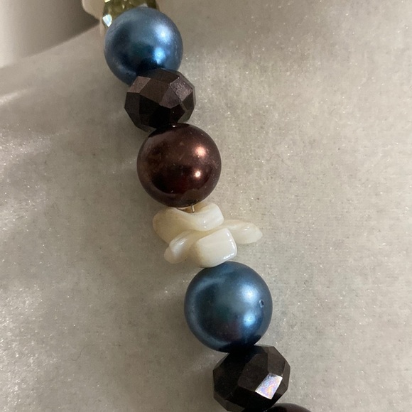 Hand Crafted Seashell Copper Blue Bronze Sparkle Vintage Bohemian Necklace - Picture 9 of 16